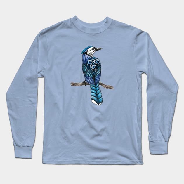 Blue Jay Totem Animal Long Sleeve T-Shirt by FreeSpiritMeg